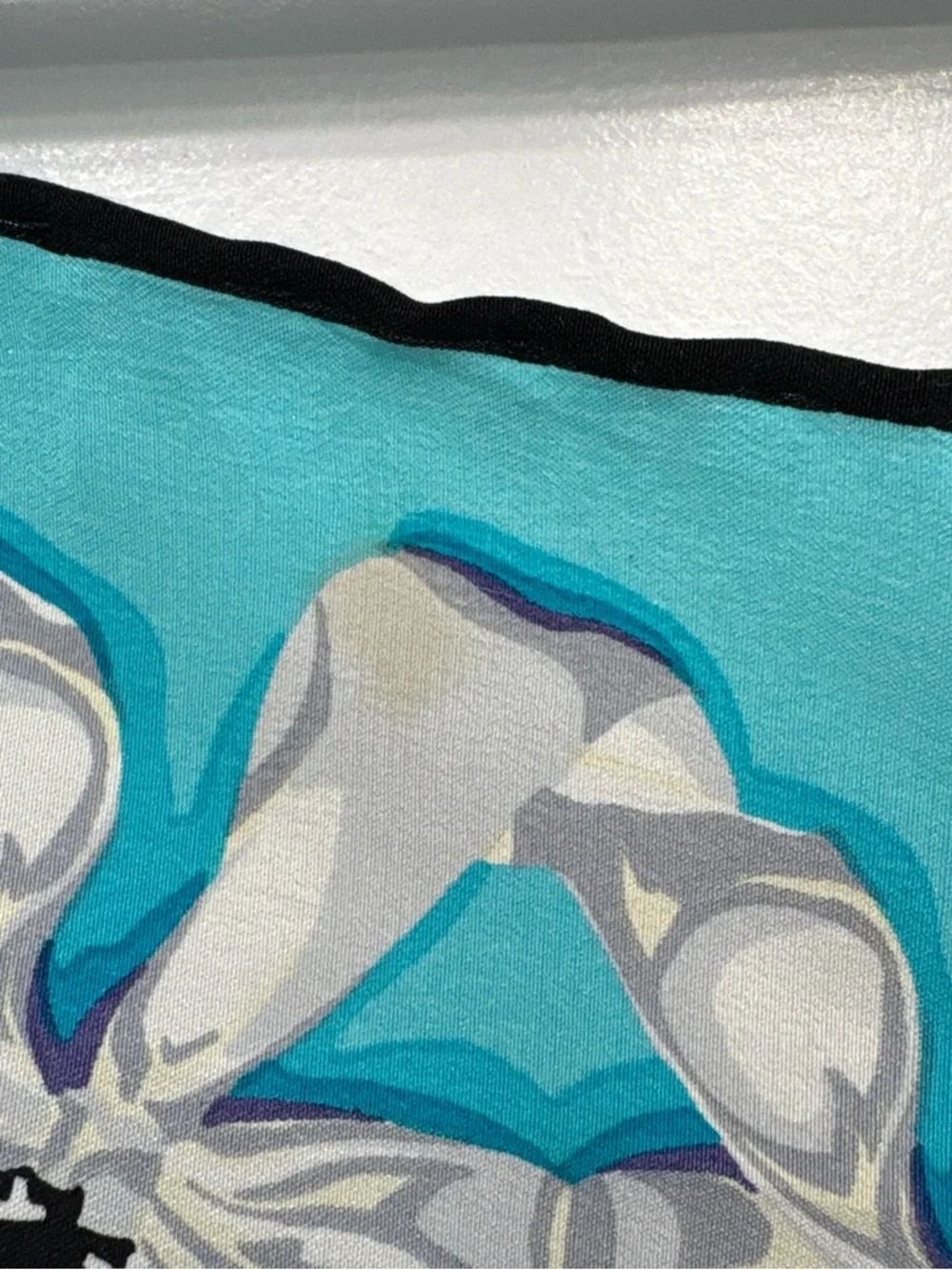 Tiffany & Co. Black and Blue Silk Square Scarf with Bows